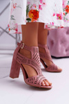 Dámské Sandály Na Podpatku Peep Toe Růžové Carmelita
