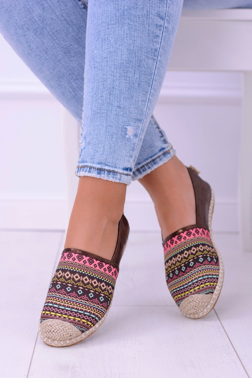 Lu Boo hnědé ženy letní Espadrilles Aztec Monett