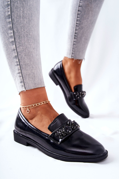 Topánky s dekoratívnym opaskom čierne Valisso