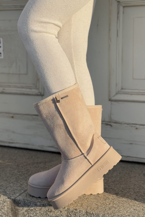 Vysoké Snehové Topánky Na Platforme Big Star OO274894 Svetlo Béžové