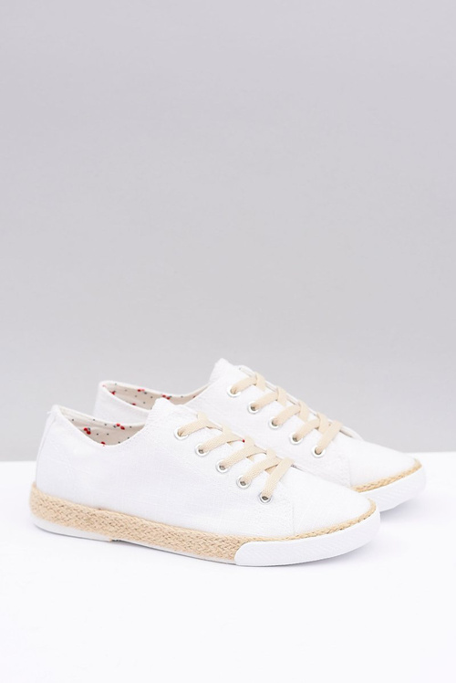 Biele ľanové dámske materiály Peppi espadrilles