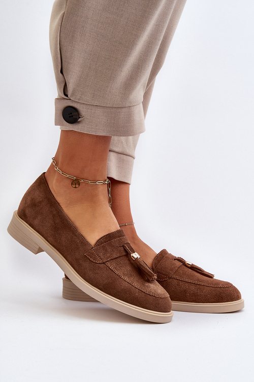 Zazoo 3420 Semišové Dámske Mokasíny na Plochej Päte Hnedé