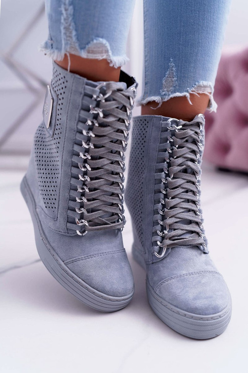 Dámská Obuv Sneakers Lu Boo Semišové Perforovane modré Clamma