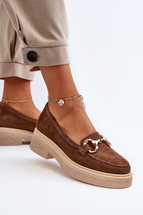 Zazoo 3429 Zamszové Dámske Mokasíny S Ozdobou Hnedé