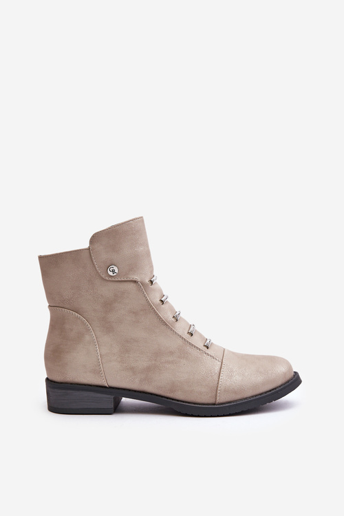 Zateplené dámské boty na plochém podpatku béžové Labise