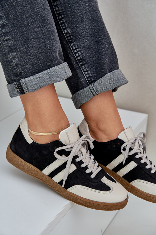 Zazoo N1068 Kožené Nízké Tenisky Dámské Černé