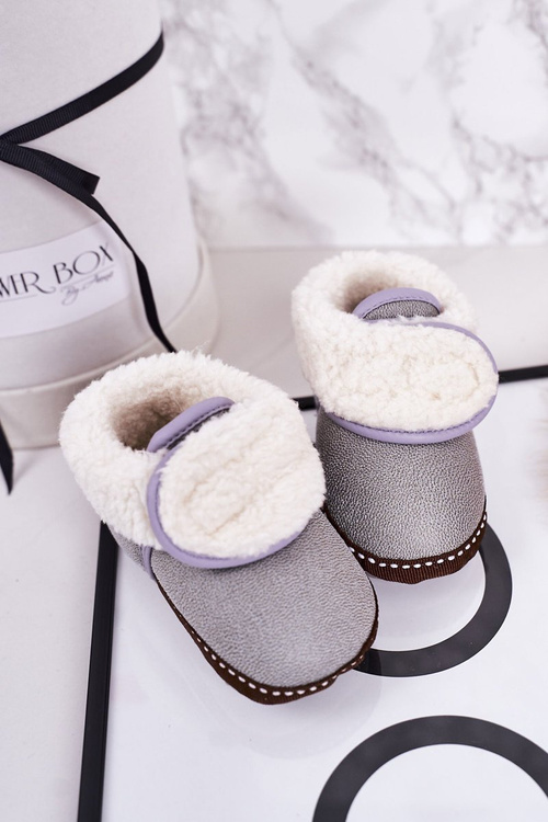 Dětské Teplé Pantofle S Kůží Šedé Cloudlet
