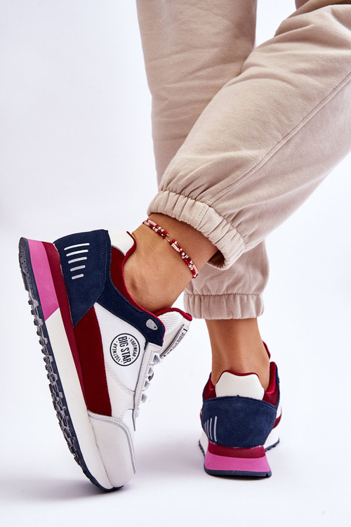 Kožené tenisky Memory Foam System Big Star LL274369 bílo-červené