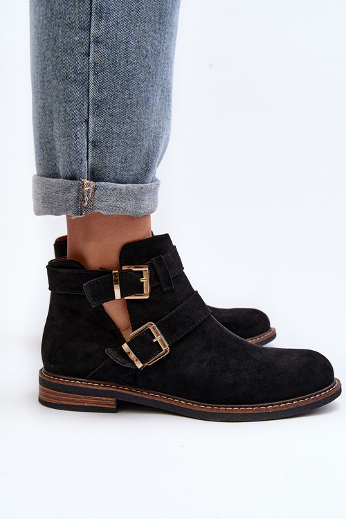 Dámské boty na ploché podrážce s pásky černé Melviana