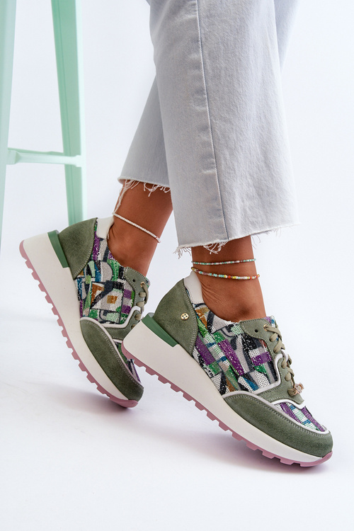 Dámské kožené tenisky na platformě Maciejka 06390-09 seledýnové