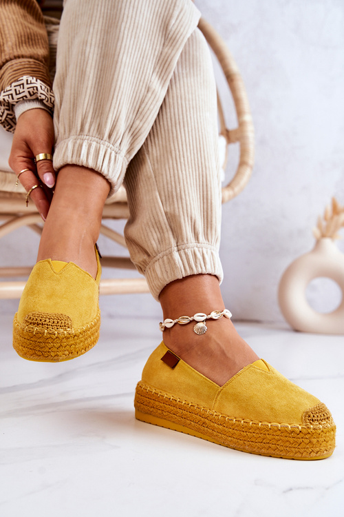 Nazouvací semišové espadrilky žlute Lesley