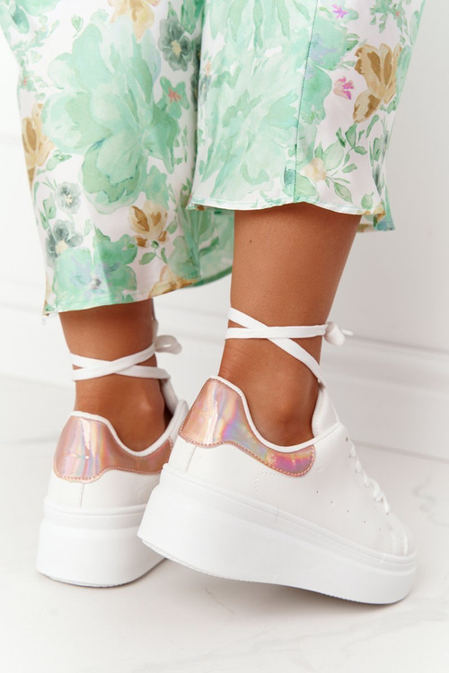 Dámská Sportovní Obuv Sneakers Na Platformě Bílé-Zlaté Shine Bright