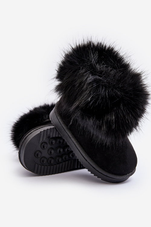 Dětské zateplené boty sněhové s kožešinou černé Nohie