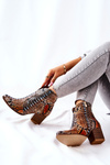 Lewski Cowboy Boots Orange-Blue Snake Pattern EV28