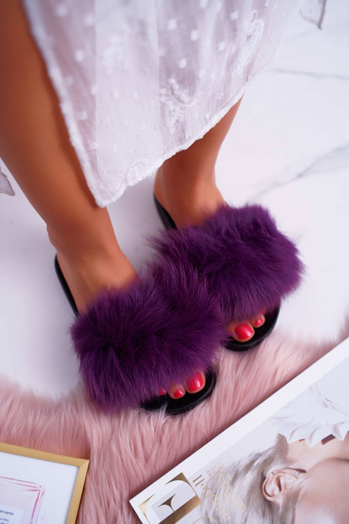 Ženské flip -flops s kožušinovou fialovou mäkkou