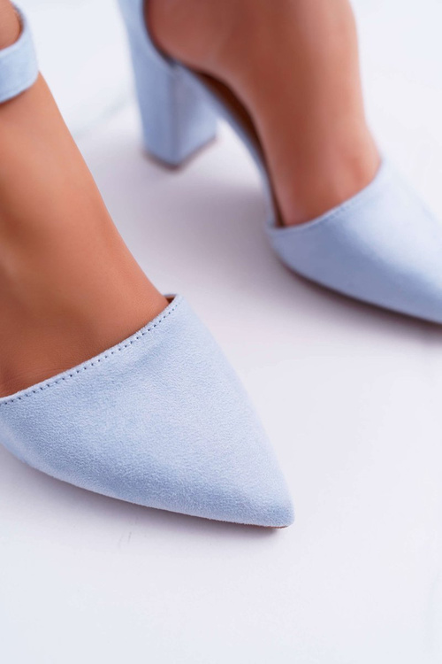 Dámské Lodičky Na Podpatku Semišové Světle modré MadamStyle