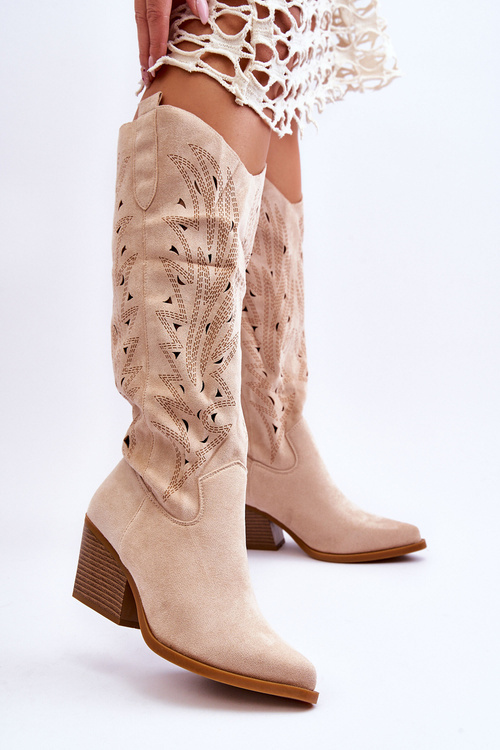 prolamované semišové nazouvací boty Béžové Elavi