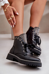 Zdobené Dámské Botky Eko Kožené Zateplené Černé Rilatha