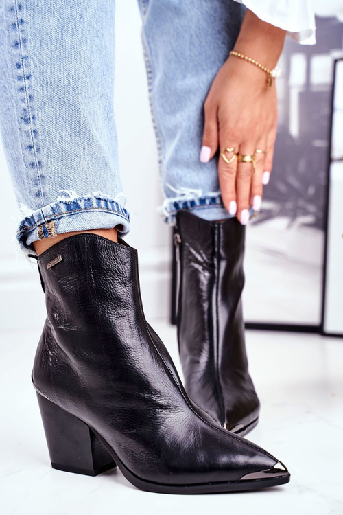 Dámské Kotníkové Boty Na Podpatku kůže Big Star Černé GG274919