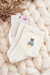 Dámske vzorované ponožky s bielym medvedíkom