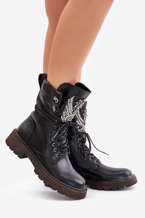 Eko Kožené Botičky Workery So Zdobením Zateplené D&A Čierne MR880-080