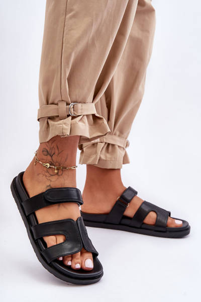 Kožené klasické žabky dámské na zip černé Amedon