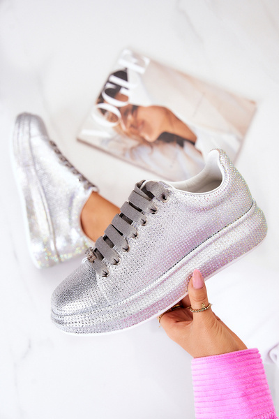 Tenisky športové topánky kamienky goe jj2n4048 striebro