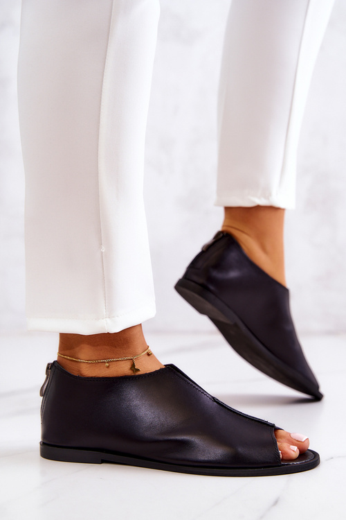 Kožené topánky na Nicole 2718/001 Čierny posúvač