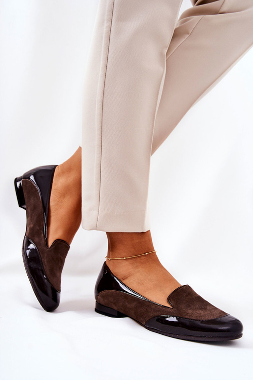 Kožené baleríny Monnari 0920-017 Hnědé