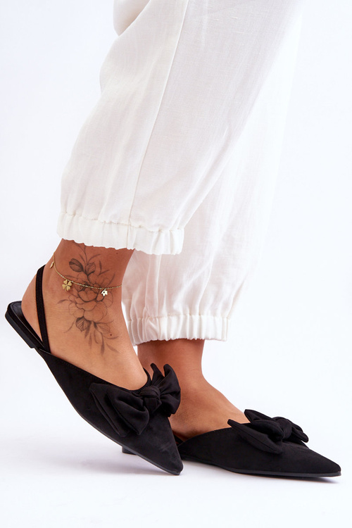 Dámske posuvné baleríny s lukom čiernou Nadine