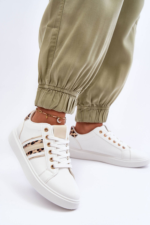 Dámské Kožené Sportovní Boty Se Zvířecím Vzorem Bílé Rilee