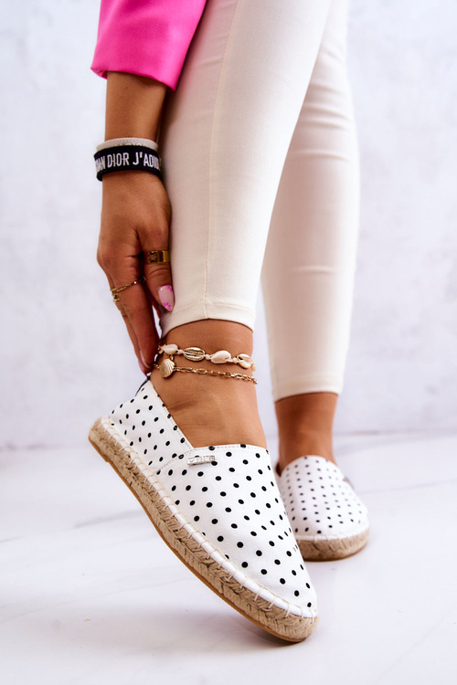 Ženská polka dot espadrilles veľká hviezda jj274870 biela