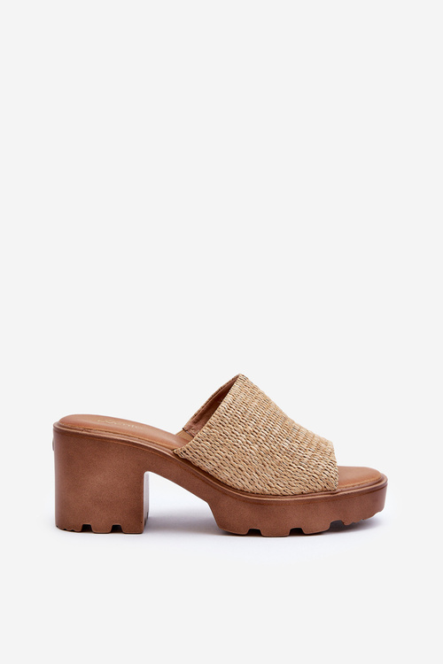 Dámské Žabky s Pletením Na Podpatku Béžové Titantha