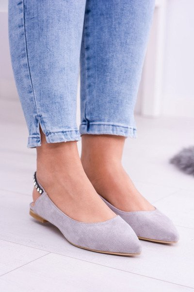 Lu Boo Gray Suede Ballerinas v Macron Spitz