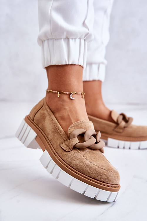 Loafer semišové topánky s dekoráciou tmavá béžová talisa
