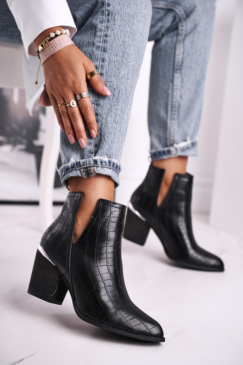 Dámské Kotníkové Boty Na Podpatku Černé Ruben