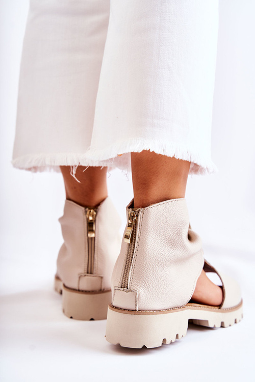 Dámské kožené sandály se zipem Nicole 2748 béžová