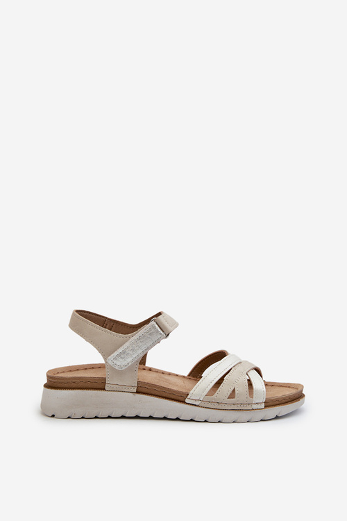 Pohodlné a ľahké dámske sandále na suchý zips Inblu CN000041 béžovo-strieborné