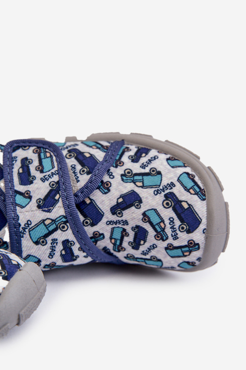 Detské papuče na suchý zips Befado 974X529 Sivo-Modré