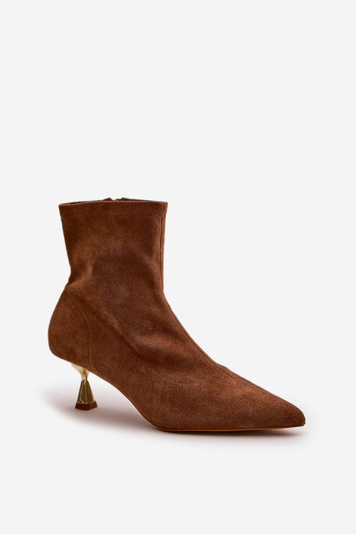 Dámske Kolená Na Opätku Eko Semišové S Špicatými Nosami Camel Irithare