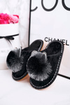 Dětské Domácí Pantofle S Bambulí černé Cinderella