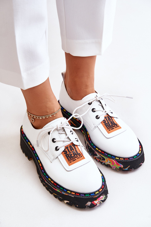 Kožené Dámske Šnurovacie Topánky Artiker Biele 55C0500