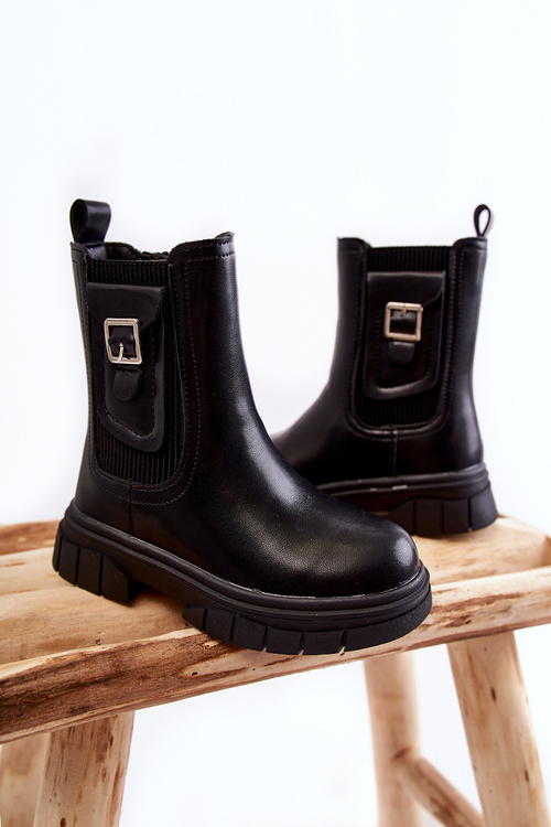 Dievčenské vysoké kožené čierne topánky Shelby