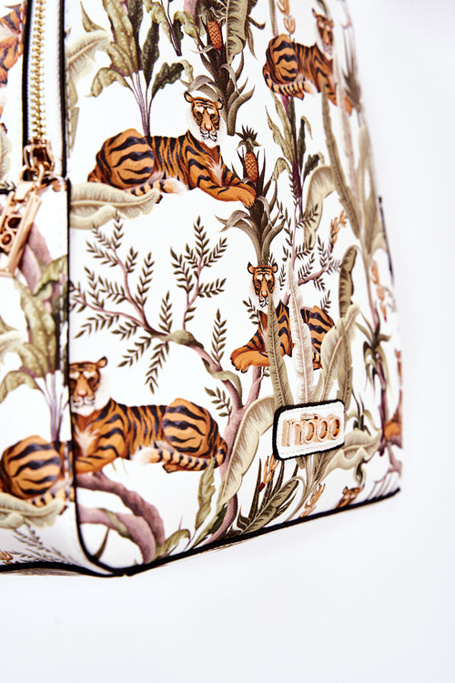 Dámský kožený batoh NOBO M3170-CM00 Bílí tygři