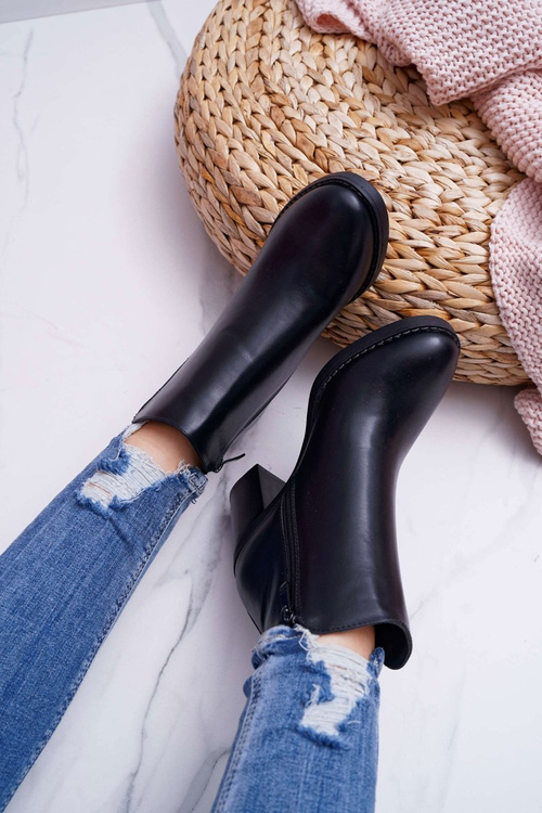 Dámské Kotníkové Boty Na Podpatku Černé Serrena