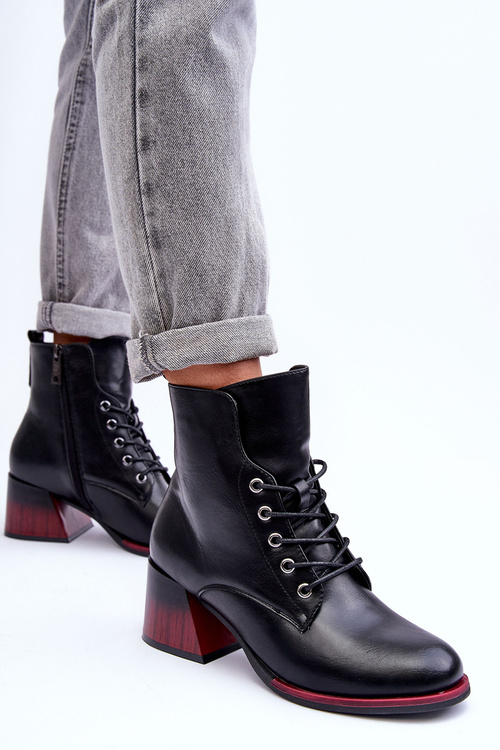 Čierne vysoké podpätky kože Luloshe