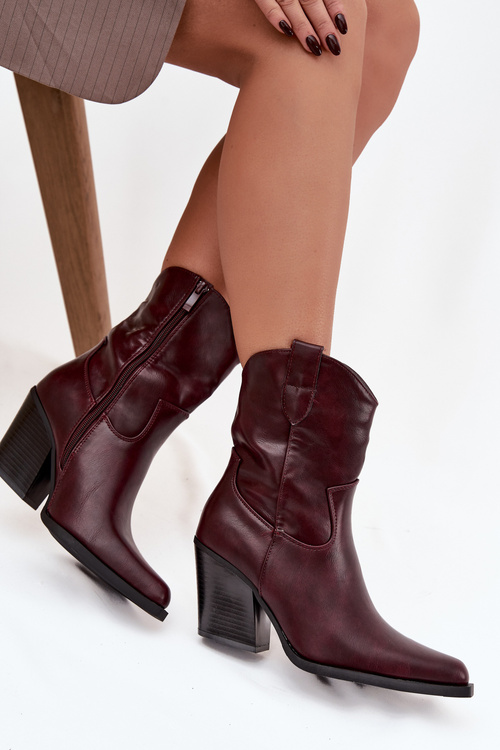Dámske kožené čižmy na opätku v štýle kovboj Bordové Sorelia