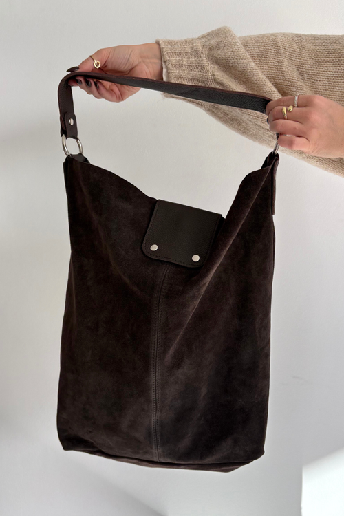 Velká Kožená Semišová Kožená Taška Hanelle