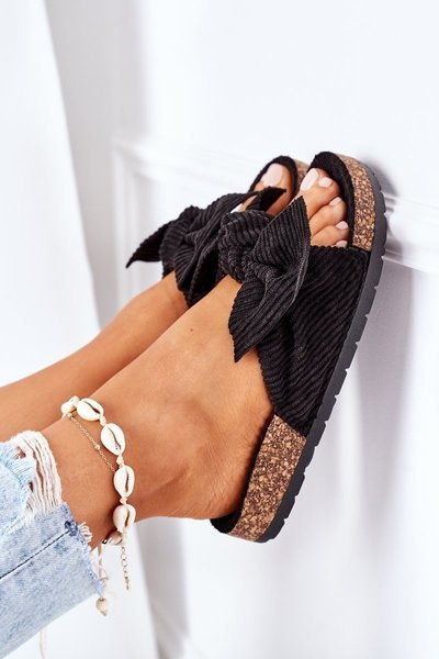 Manšestrové Nazouváky Na Korkové Podrážce Černé Summertime