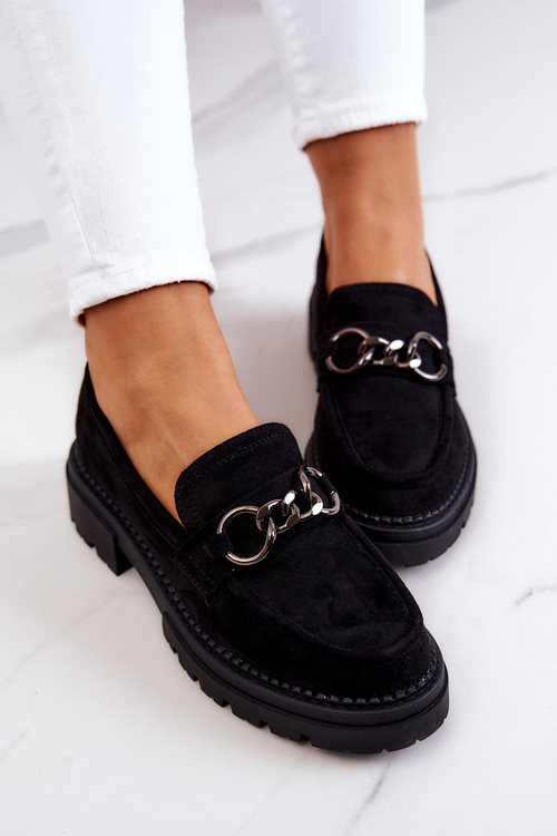 Dámske semišové topánky Loafer la.fi čierne vily